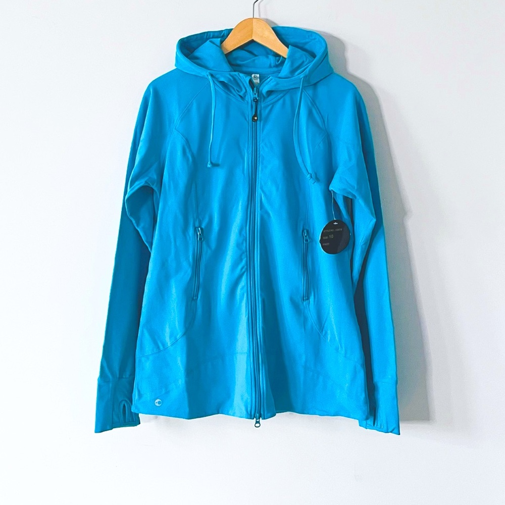 Leo Star Athletica Full-Zip Hoodie Blue UV Protection UPF 40+ Activewear Size 10